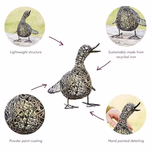 Paper High Janhvi the Small Quacking Duck Bronze Metal Wire Garden Ornament – 2