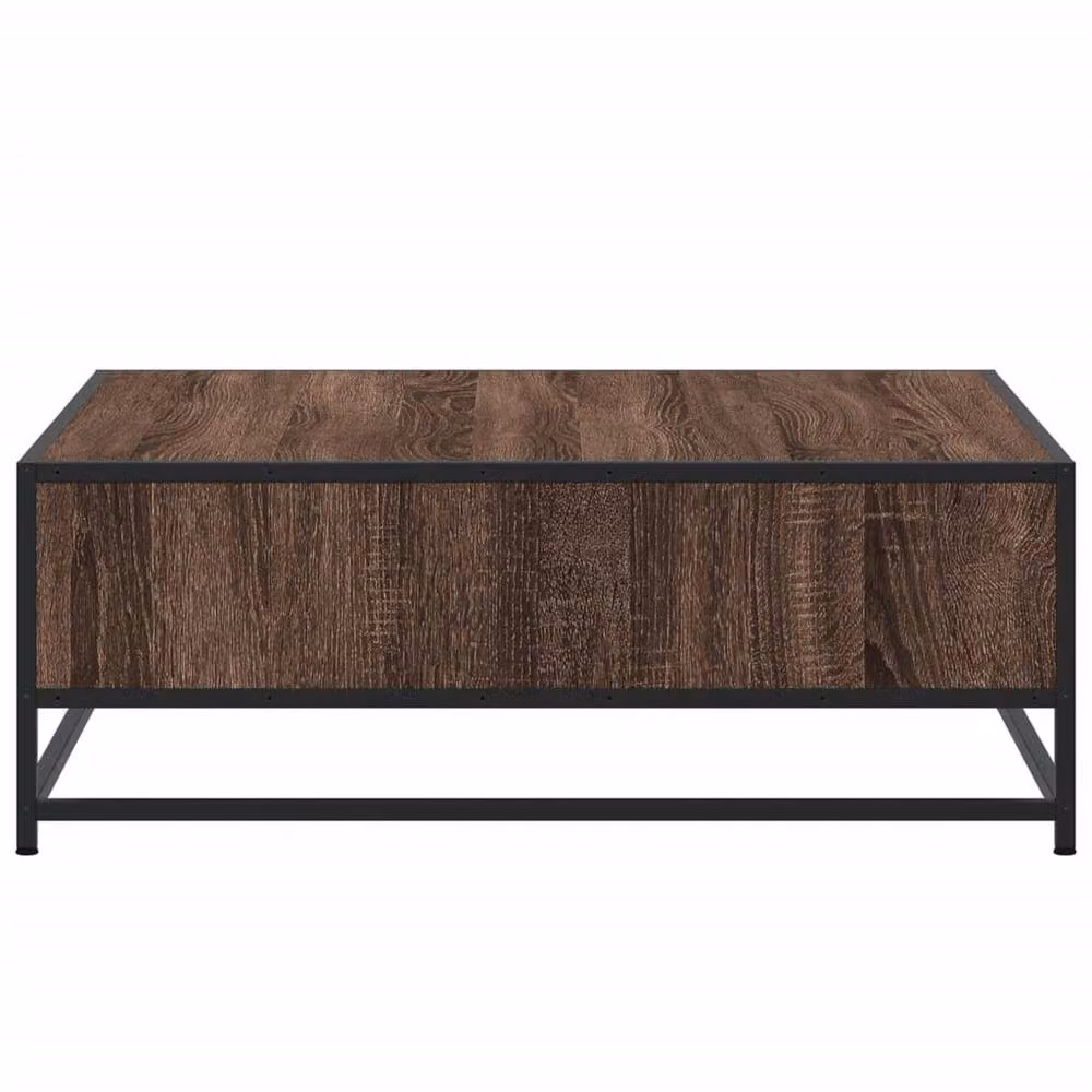 Berkfield Home Brown Oak Coffee Table with Metal Sled Base, W/D/H: 80 x 80 x 30 cm – 4