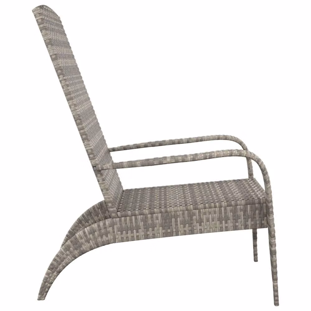 Berkfield Home Grey Poly Rattan Garden Adirondack Chair with Steel Frame – 3