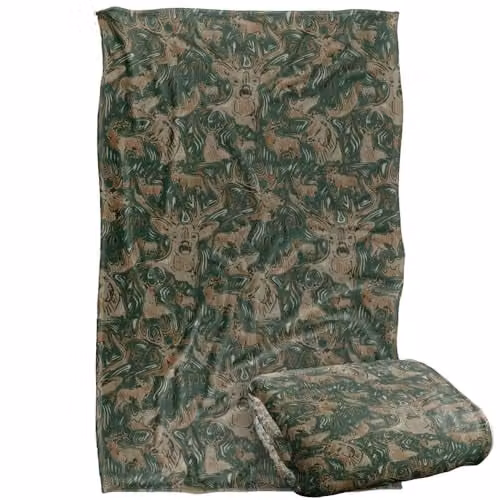 JQ Licensing Big Game Deer Moose Hunting Pattern 2 Super Soft Fleece Throw Blanket, Multicolour, W: 91 cm, D: 147 cm