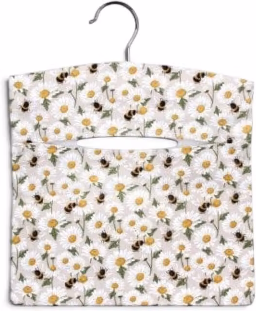 Gisela Graham Springtime Bumble Bee and Daisy Design Fabric Peg Bag in White