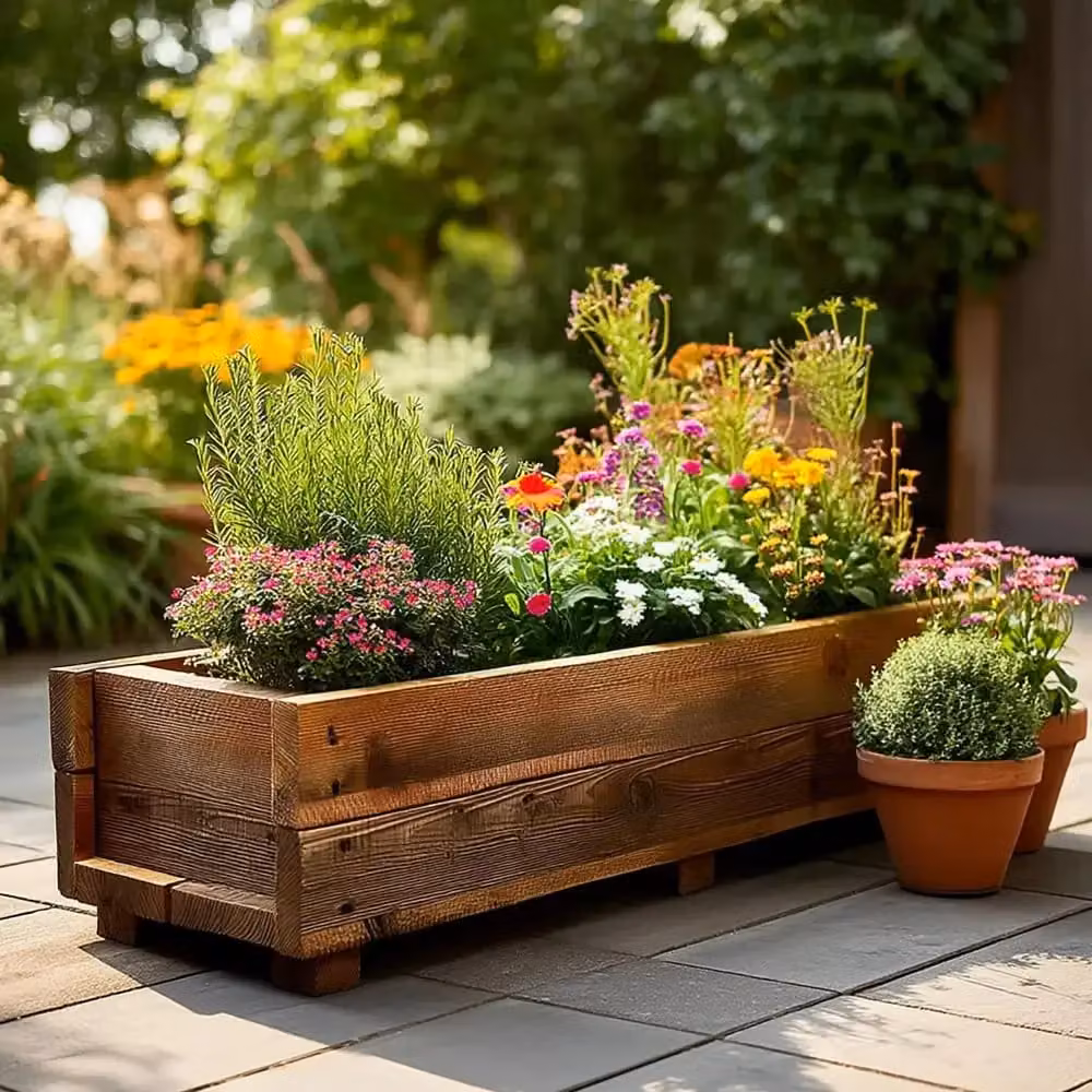 Access Garden Products Brown Wooden Window Box Planter W: 21.0 cm, D: 19.0 cm, H: 21.0 cm – 5