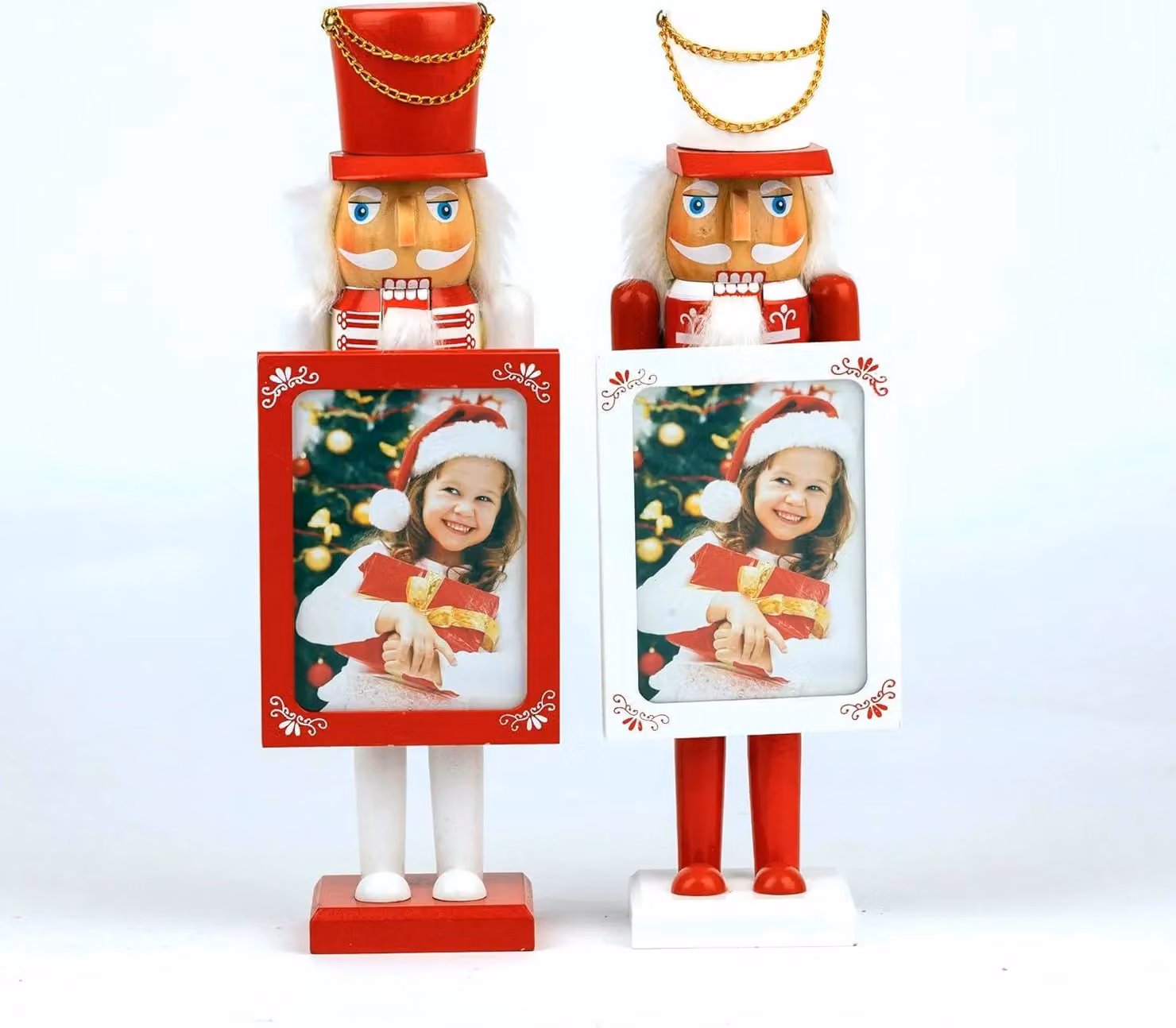 Shatchi Set of 2 Multicolour Vintage Wooden Nutcracker Photo Holders, Height: 38 cm – 2