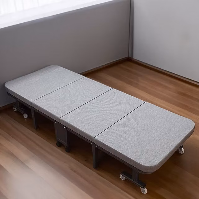 Livingandhome Portable Folding Rollaway Bed in Grey and Black, W: 90 cm x L: 190 cm