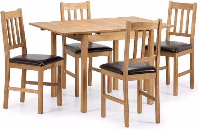 Julian Bowen Classic Oiled Oak Rectangular Extending Dining Table and Chairs Set in Brown