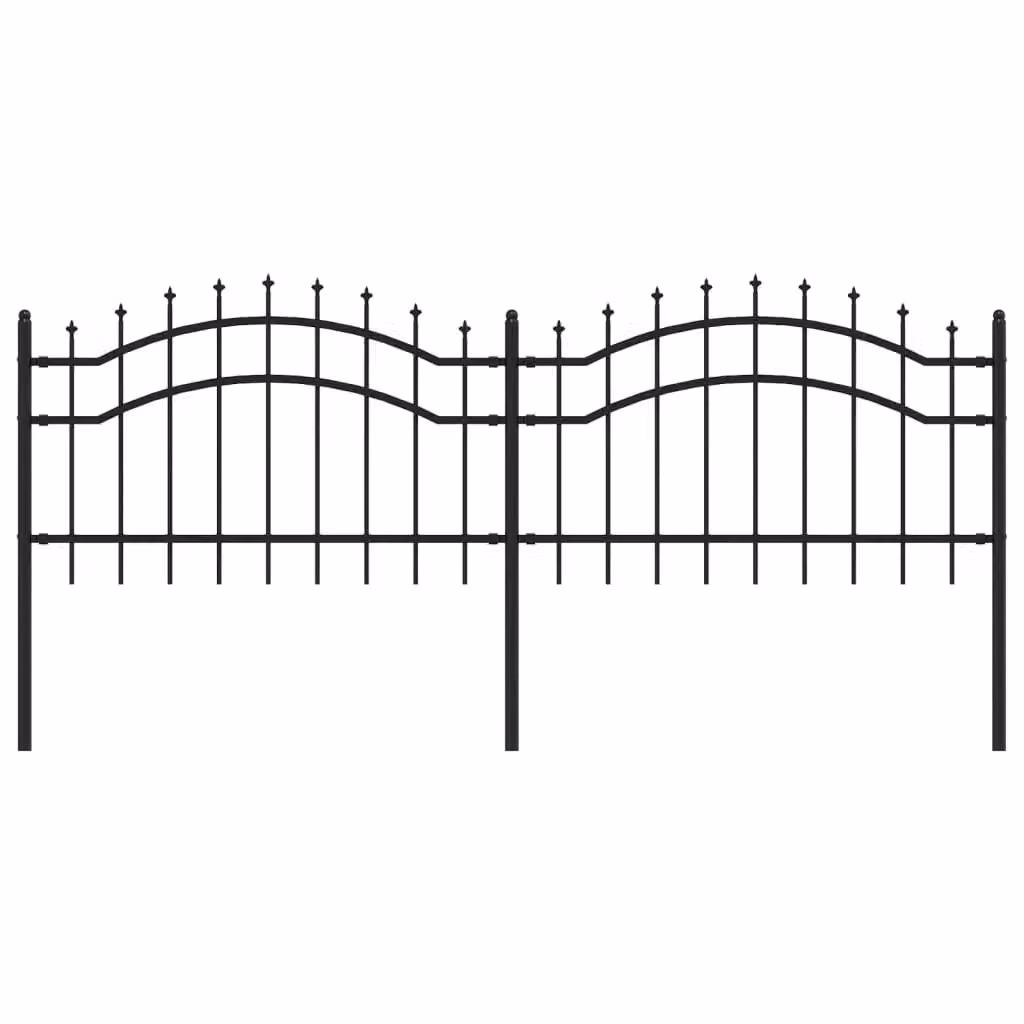 Berkfield Home Garden Fence with Spear Top in Black Powder-coated Steel, Height: 115 cm – 2