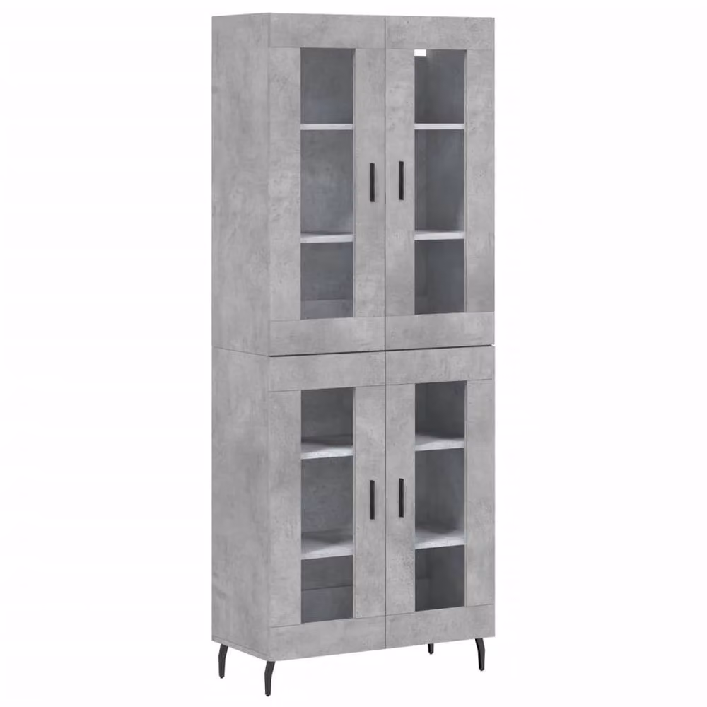Berkfield Home Highboard in Concrete Grey with Glass Doors, W/D/H: 69.5 x 34 x 180 cm – 3