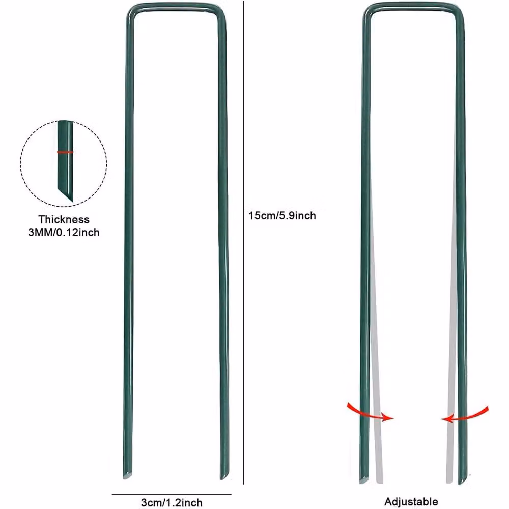 SPETLEK Galvanised Steel U Pins for Securing Weed Control Fabric, Green – 2