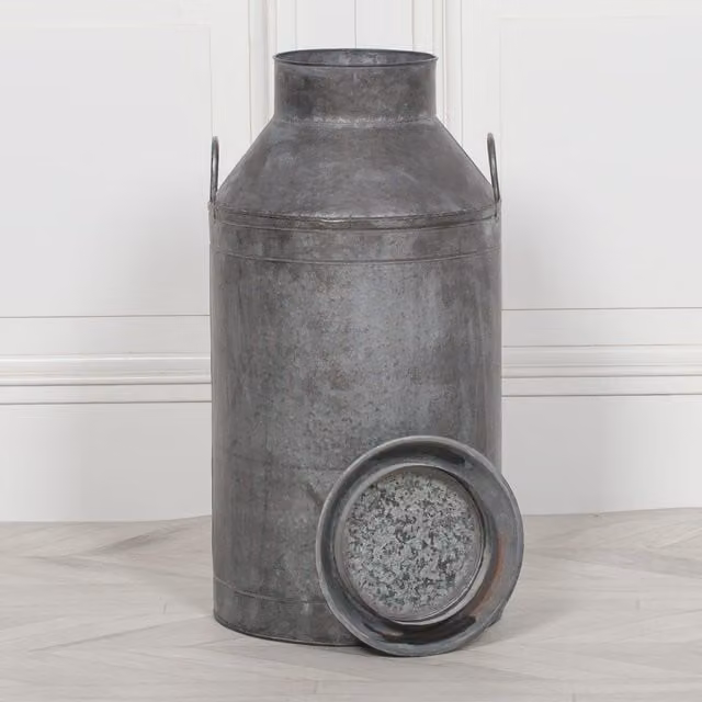 Glasstone Vintage Style Milk Churn in Grey, H 66.5 x W 34.5 x D 34.5 cm