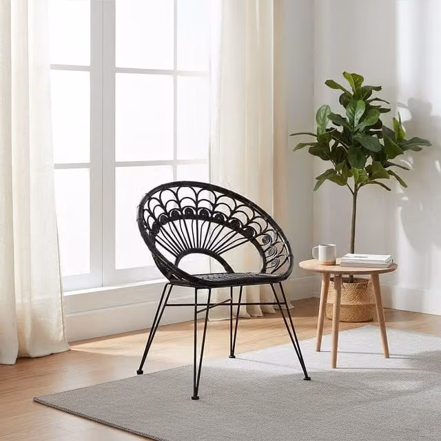 Orsina Manado Natural Rattan Chair in Black