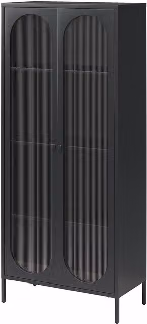 Mr Kate Black Accent Cabinet with 2 Fluted Glass Doors and Internal Shelves