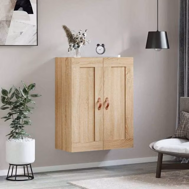 Berkfield Home Wall Mounted Sonoma Oak Cabinet in Beige, W/D/H: 69.5 x 34 x 90 cm – 1
