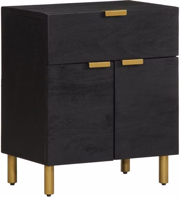 Berkfield Home Black Classic Bedside Cabinet in MDF, W/D/H: 50 x 33 x 60 cm