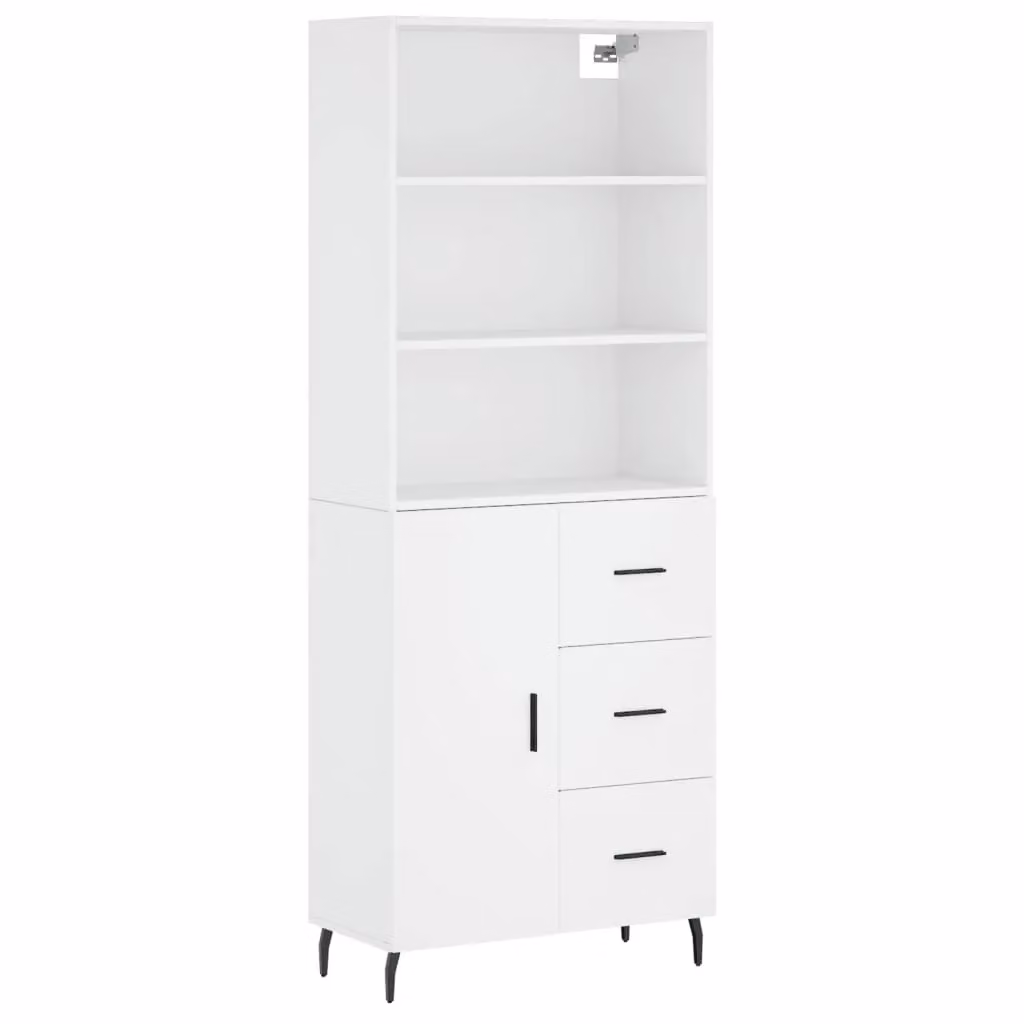 Berkfield Home Modern White Highboard with Hinged Doors and Internal Shelves, W/D/H: 69.5 x 34 x 180 cm – 2