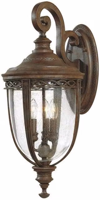 Netlighting English Bridle 3 Light Outdoor Large Wall Lantern in Brown Bronze with Transparent Glass and IP44 Rating – 1
