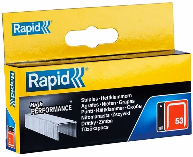 Rapid 53 Series Fine Wire Galvanised Steel Staples in Silver – 1