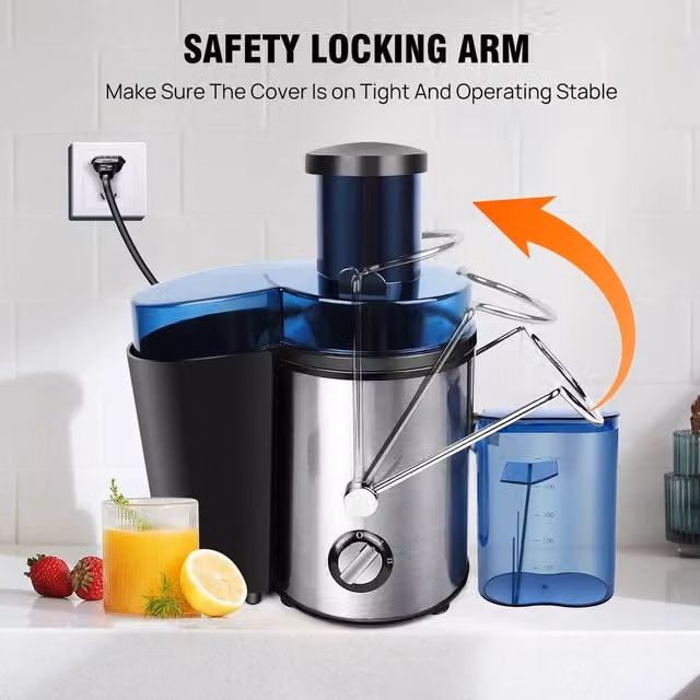 EONLION 1000W Centrifugal Juicer Machine in Silver Stainless Steel