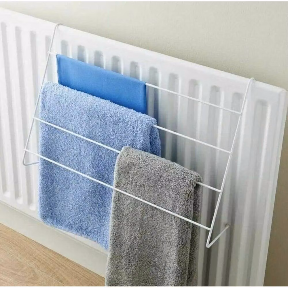 VOGREX 3-Piece Metal 4-Bar Radiator Clothes and Towel Drying Rail in White – 2