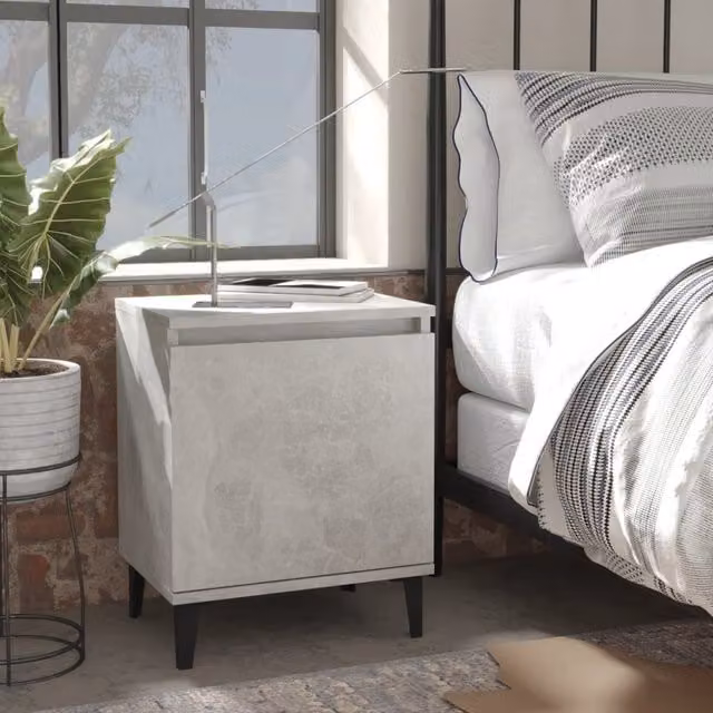 Berkfield Home Bed Cabinet with Metal Legs in Concrete Grey, W/D/H: 40 x 30 x 50 cm – 1