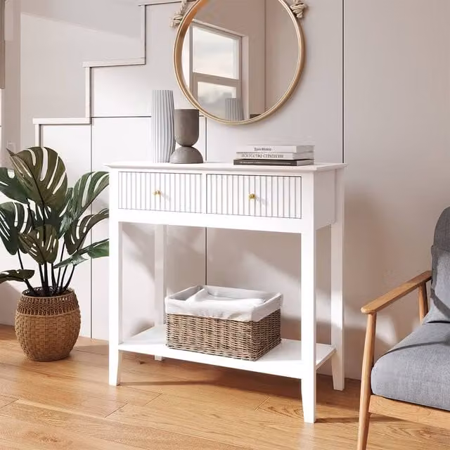 Melody Maison Hales White 2 Drawer Console Dressing Table – 1