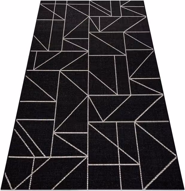 RugsX Floorlux Modern Rectangular Rug in Black, W: 200 cm, D: 290 cm – 1