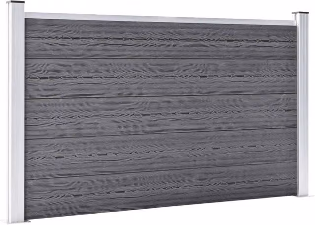 Berkfield Home Grey WPC and Aluminium Garden Fence Panel W: 526 cm, H: 106 cm