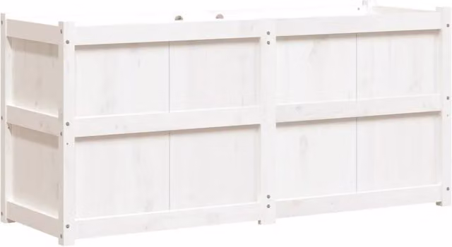 Berkfield Home White Solid Wood Pine Garden Planter Tub W: 150 cm, D: 50 cm, H: 70 cm