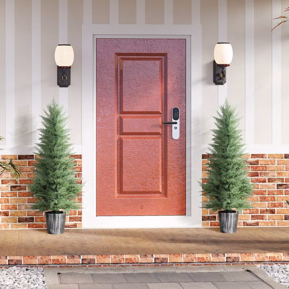 STILVORA Set of 2 Green Artificial Cypress Trees with Plastic Pots, Height: 135 cm – 2