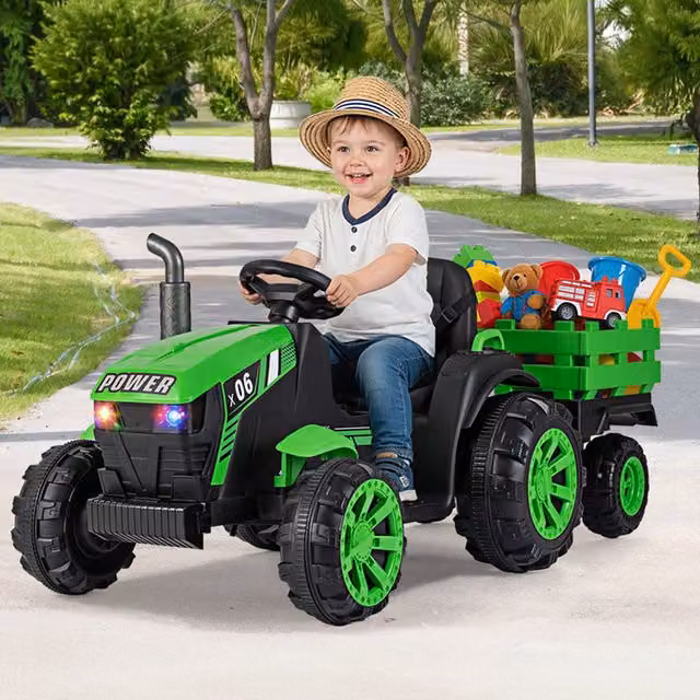 Costway Green Electric Ride On Tractor with Light and Sound Effects