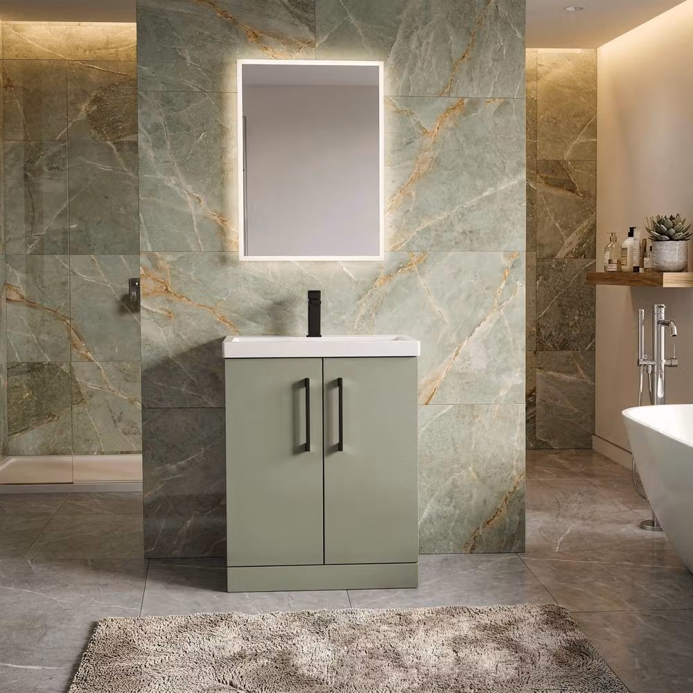 Balterley Contemporary Freestanding 2-Door Bathroom Vanity Unit, Matt Green, W/D/H: 60 x 40 x 84 cm – 2