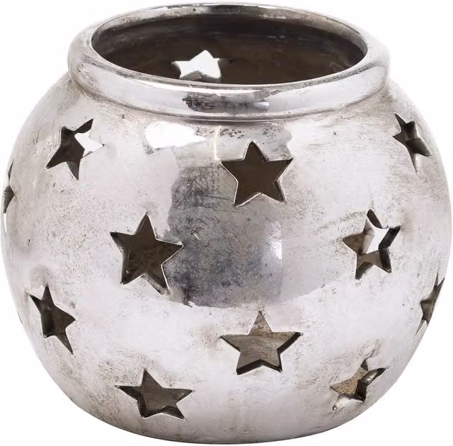 Hill Interiors Aspen Star Tabletop Candle Lantern in Silver