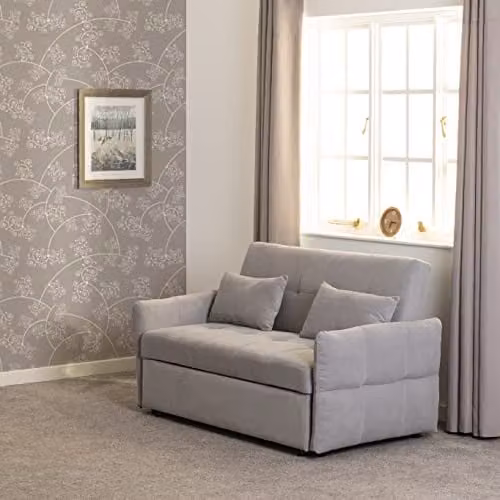 Seconique Chelsea Upholstered Fabric Sofa Bed in Silver Grey – 2