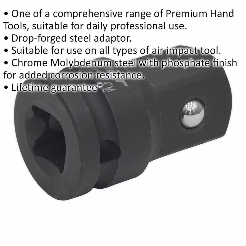 Loops Impact Socket Adaptor 1/2 inch Square Drive Female to 3/4 inch Square Drive Male Black – 2