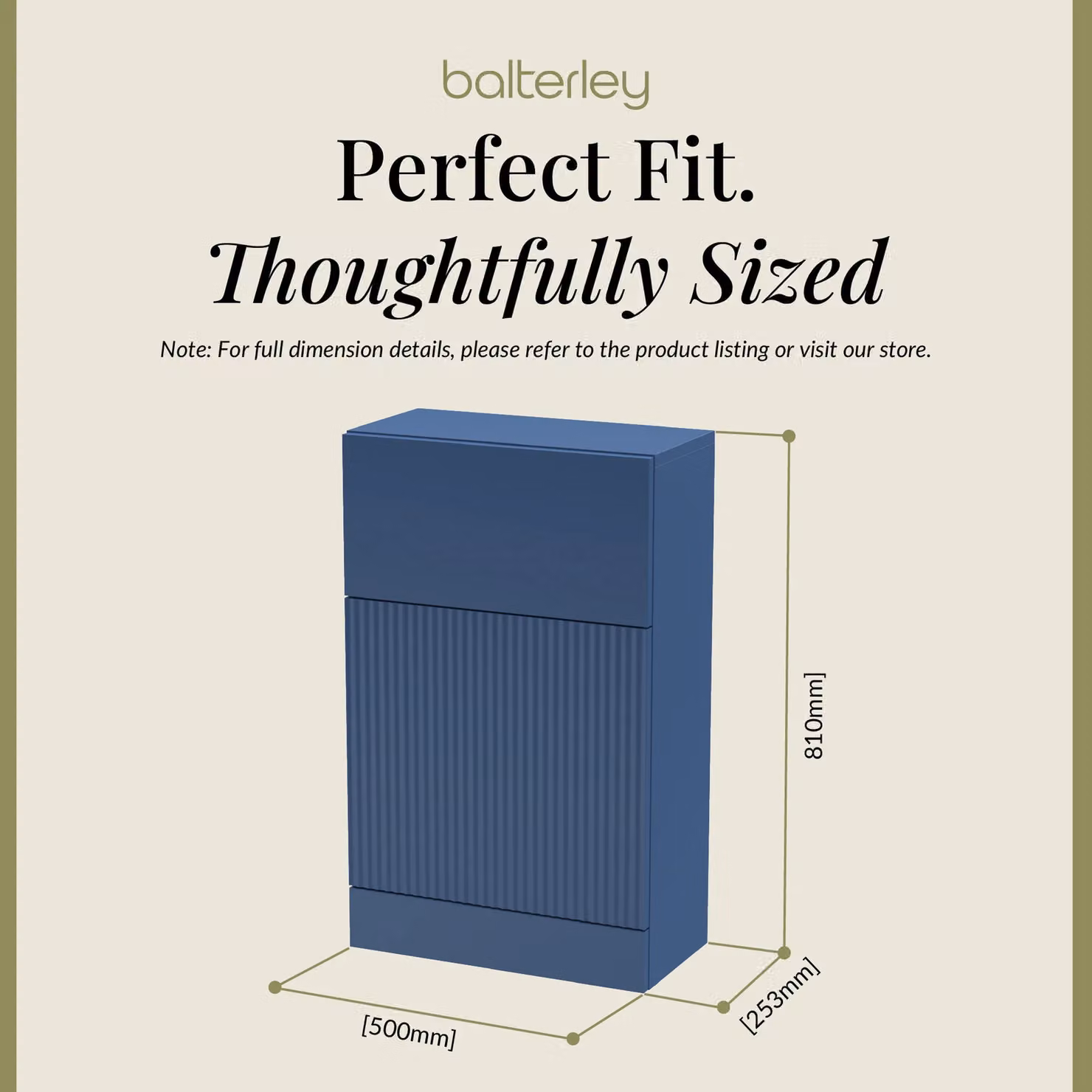 Balterley Fluted Matt Blue Floor Standing WC Unit W: 50 cm, H: 81 cm – 4