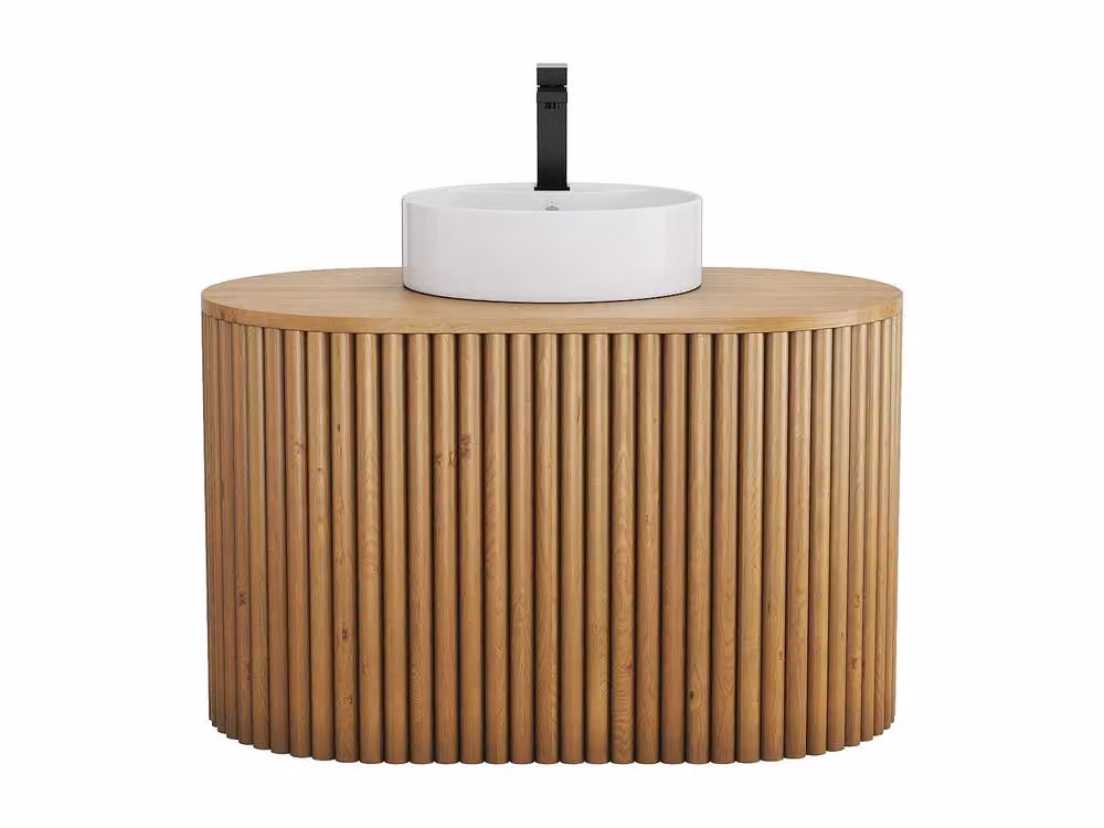 Vente-unique TOWARI Hanging Teak Bathroom Vanity with Basin in Light Oak – 2