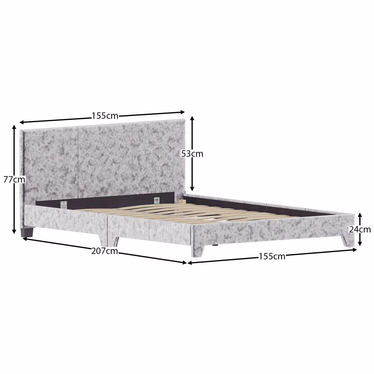Vida Designs Victoria King Size Bed Frame in Silver Velvet Fabric with Storage W/D/H: 180 x 200 cm – 2