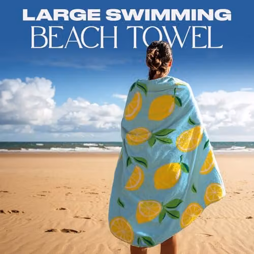 Dreamscene Microfibre Beach Towel Blue Lemon, W: 71 cm, L: 152 cm – 2