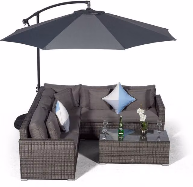 Giardino Havana 5 Seat Outdoor Rattan Corner Sofa Set with Large Coffee Table in Grey