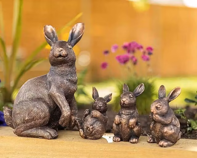 Marco Paul Bronze Rabbit Family Resin Garden Ornament
