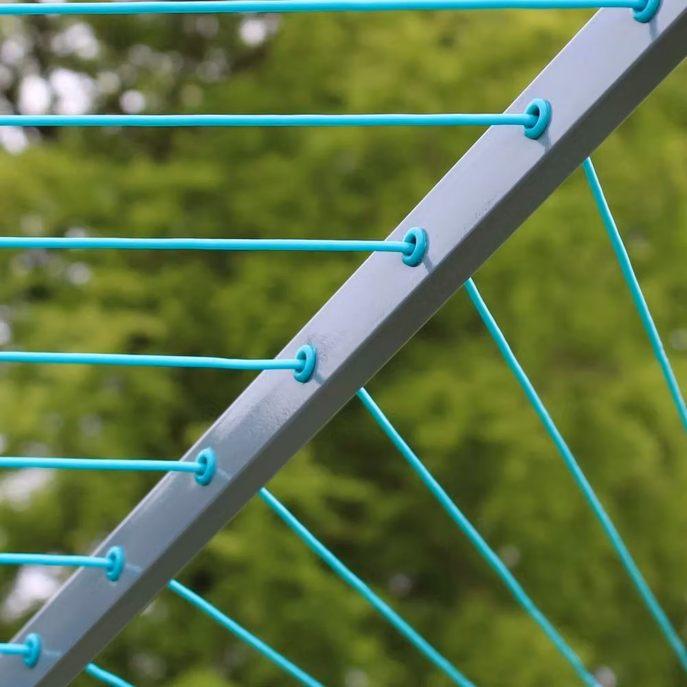 NESTLUNE 4 Arm Rotary Airer with Ground Spike, 50m Washing Line Dryer in Bright Blue, W: 100 cm, D: 100 cm, H: 100 cm – 3