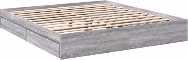 Berkfield Home Modern Bed Frame with Drawers in Grey Sonoma, W/D/H: 200 x 28 x 203 cm