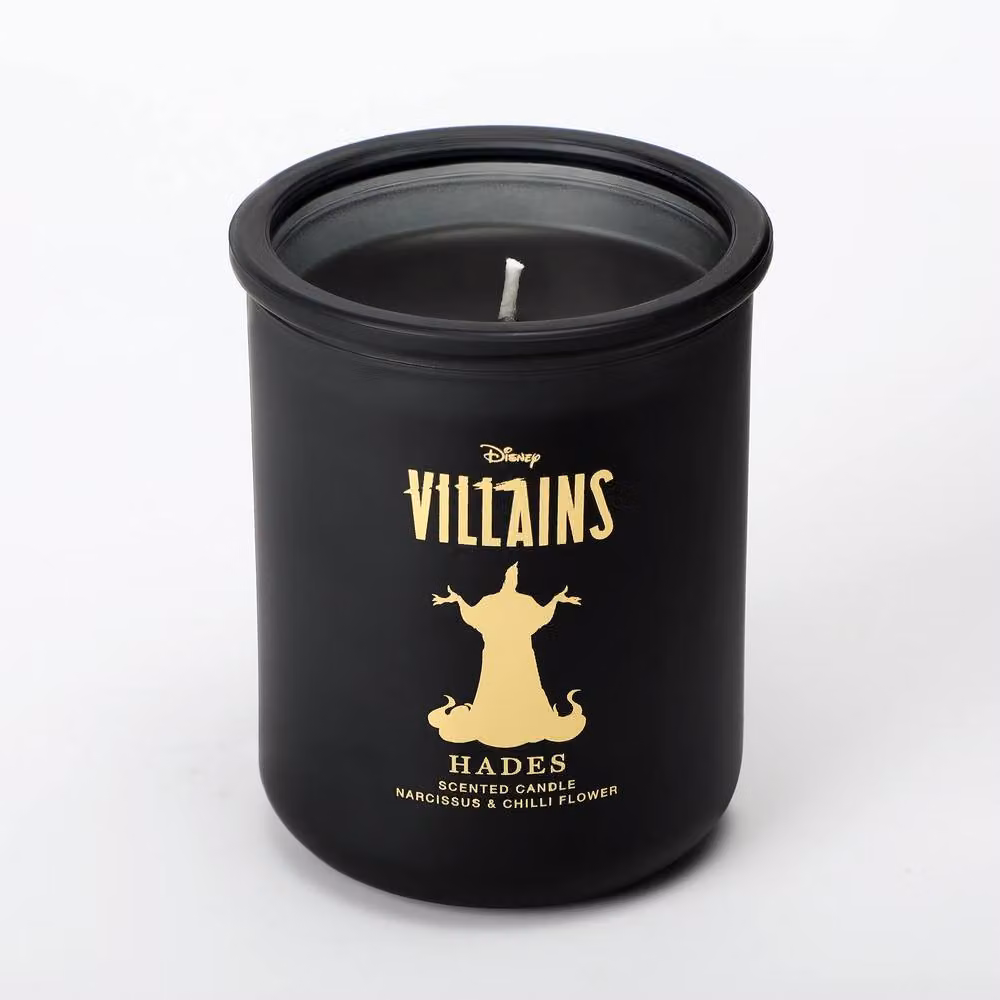 Disney Hades Inspired Narcissus & Chilli Flower Scented Candle, Black and Gold, 252g – 3