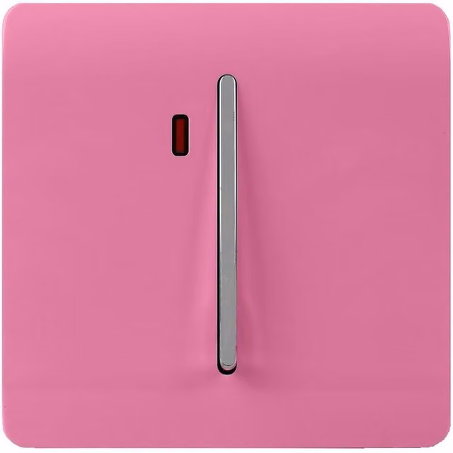 Trendi 45A Flush Cooker Switch and Neon Insert in Candy Pink and Chrome