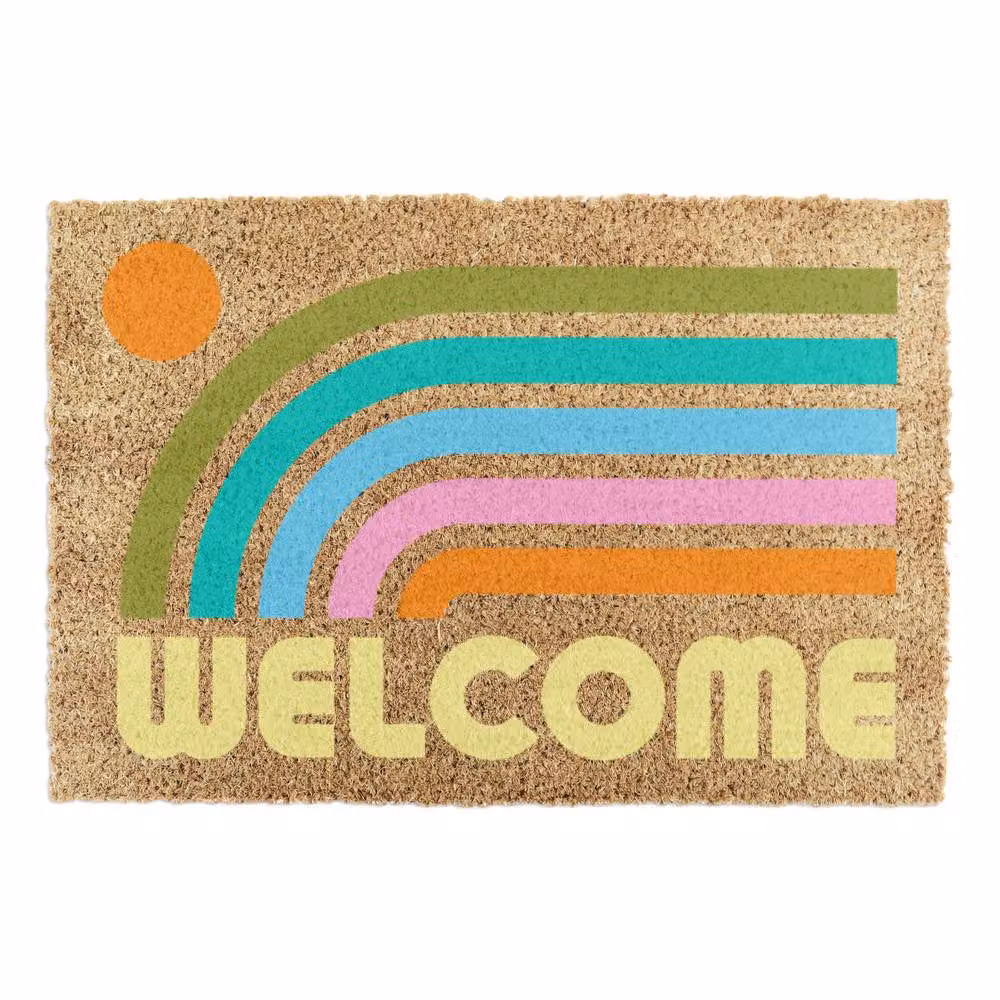 Artsy Mats Elizabeth Olwen Welcome Rainbow Coir Doormat in Tan and Multicolour, W/D: 60 x 40 cm – 5