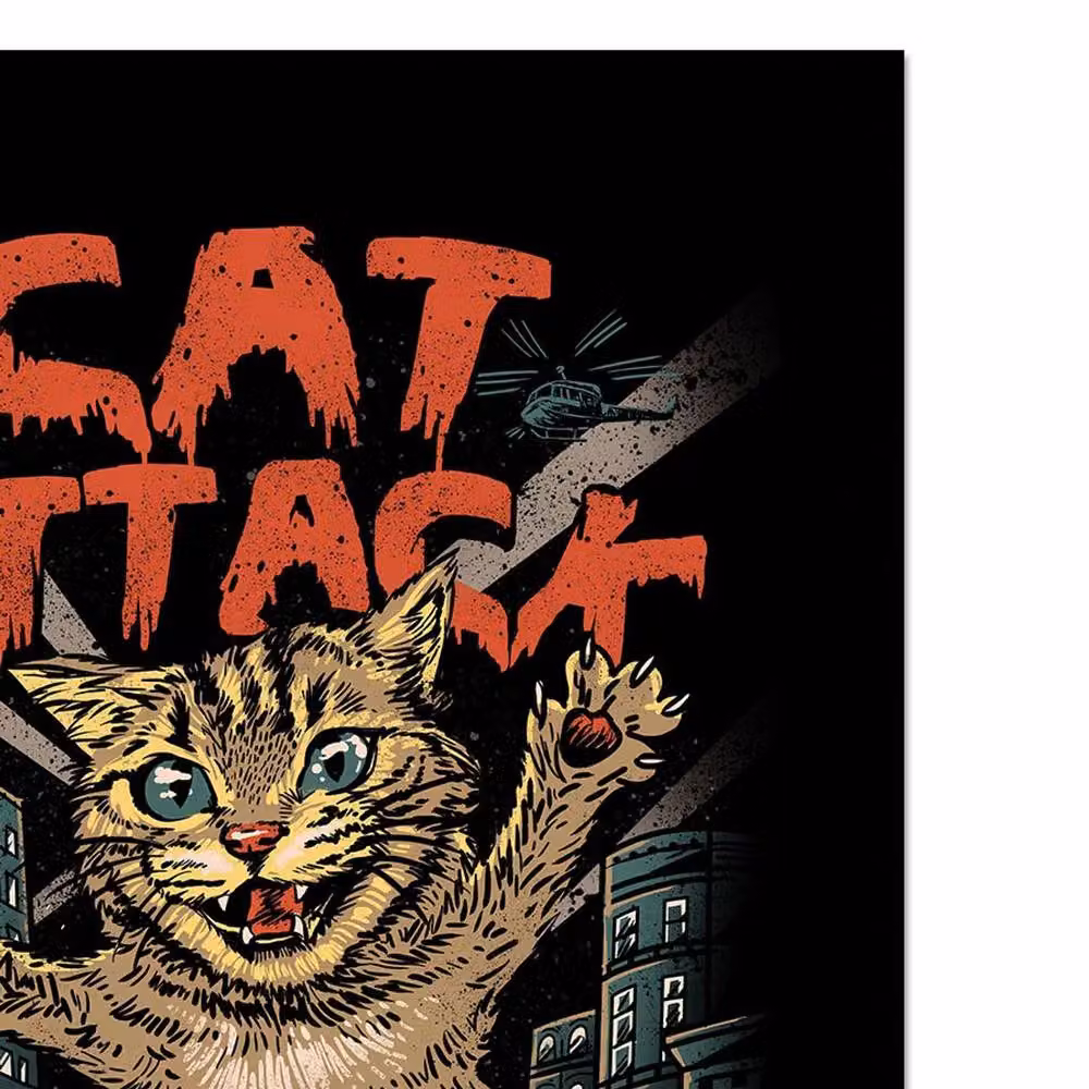 Vincent Trinidad Cat Attack Multicolour Paper Poster Print in Black – 2