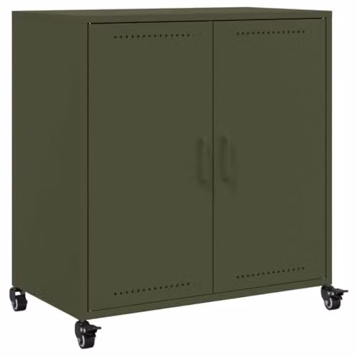 vidaXL Industrial Metal Sideboard in Olive Green, W: 68 cm, D: 39 cm, H: 72 cm – 1