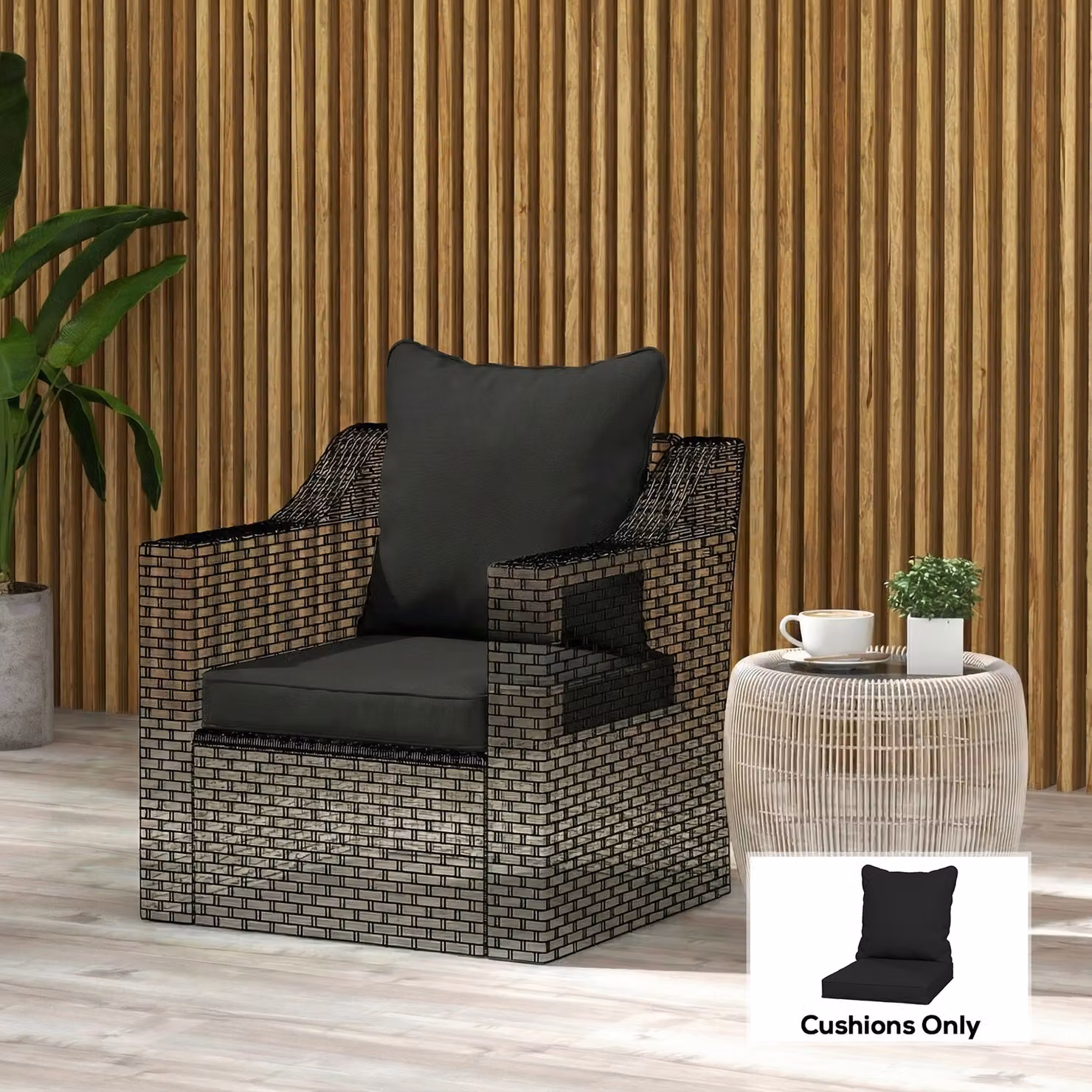 Outsunny Black Padded Seat and Back Cushion Set with Removable Water Repellent Covers – 7