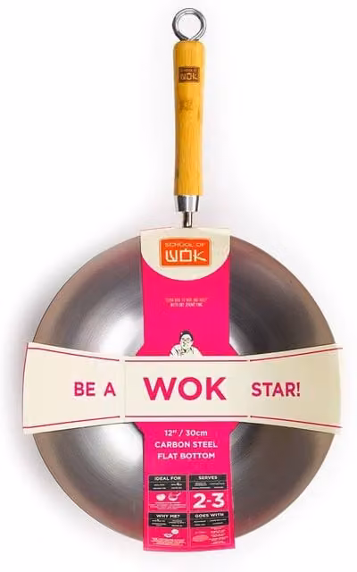 Dexam Uncoated Carbon Steel Wok, Diameter: 30 cm
