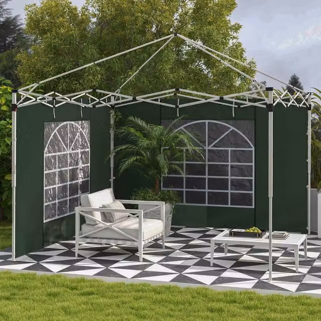 Outsunny 2 Pack Green Polyester Pop Up Gazebo Side Panels for 3x3m or 3x6m Gazebos