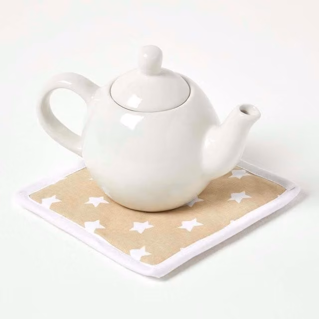 Homescapes Cotton Oven Glove in Beige and Brown